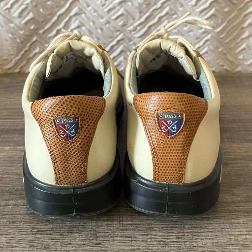 ECCO Gore-Tex Leather Golf Shoes Cream Brown Spiked Waterproof EU 37 US‎ 6-6.5